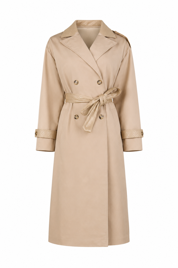 Beige Woven Trenchcoat