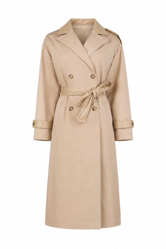Beige Woven Trenchcoat – Jassen & Blazers van Zaya Collection
