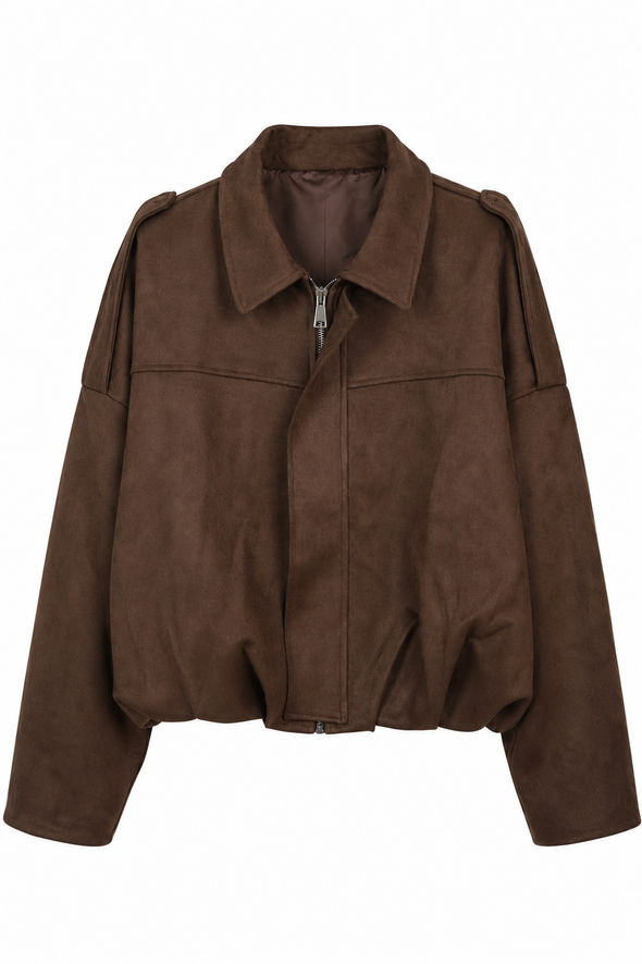 Suede Bomber Brown – Jassen & Blazers van Zaya Collection